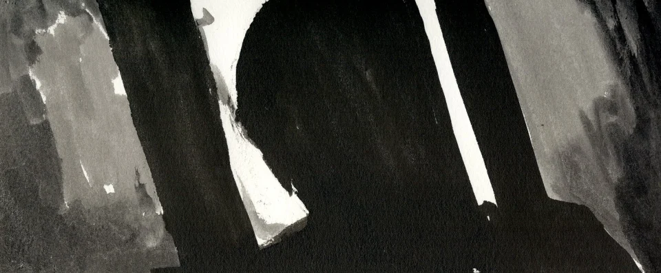 Remember, frame b11. inkjet wet print or ink on paper, 4.25”x10”, 2008. from sequence: meta-noir narratives series 3. Drawing by Patrick Dew.