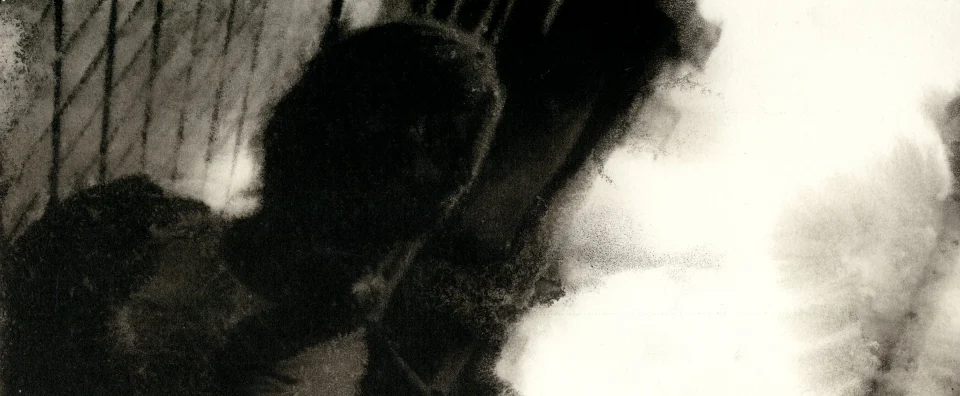 Remember, frame c15. inkjet wet print or ink on paper, 4.25”x10”, 2008. from sequence: meta-noir narratives series 3. Drawing by Patrick Dew.