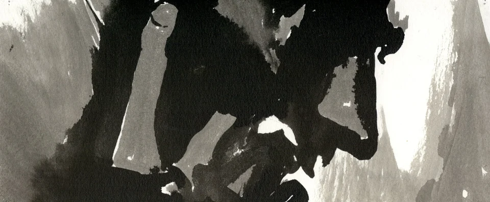 Remember, frame c16. inkjet wet print or ink on paper, 4.25”x10”, 2008. from sequence: meta-noir narratives series 3. Drawing by Patrick Dew.